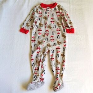 simple joys carter's christmas fleece zipper footie sleeper pajamas 12 months